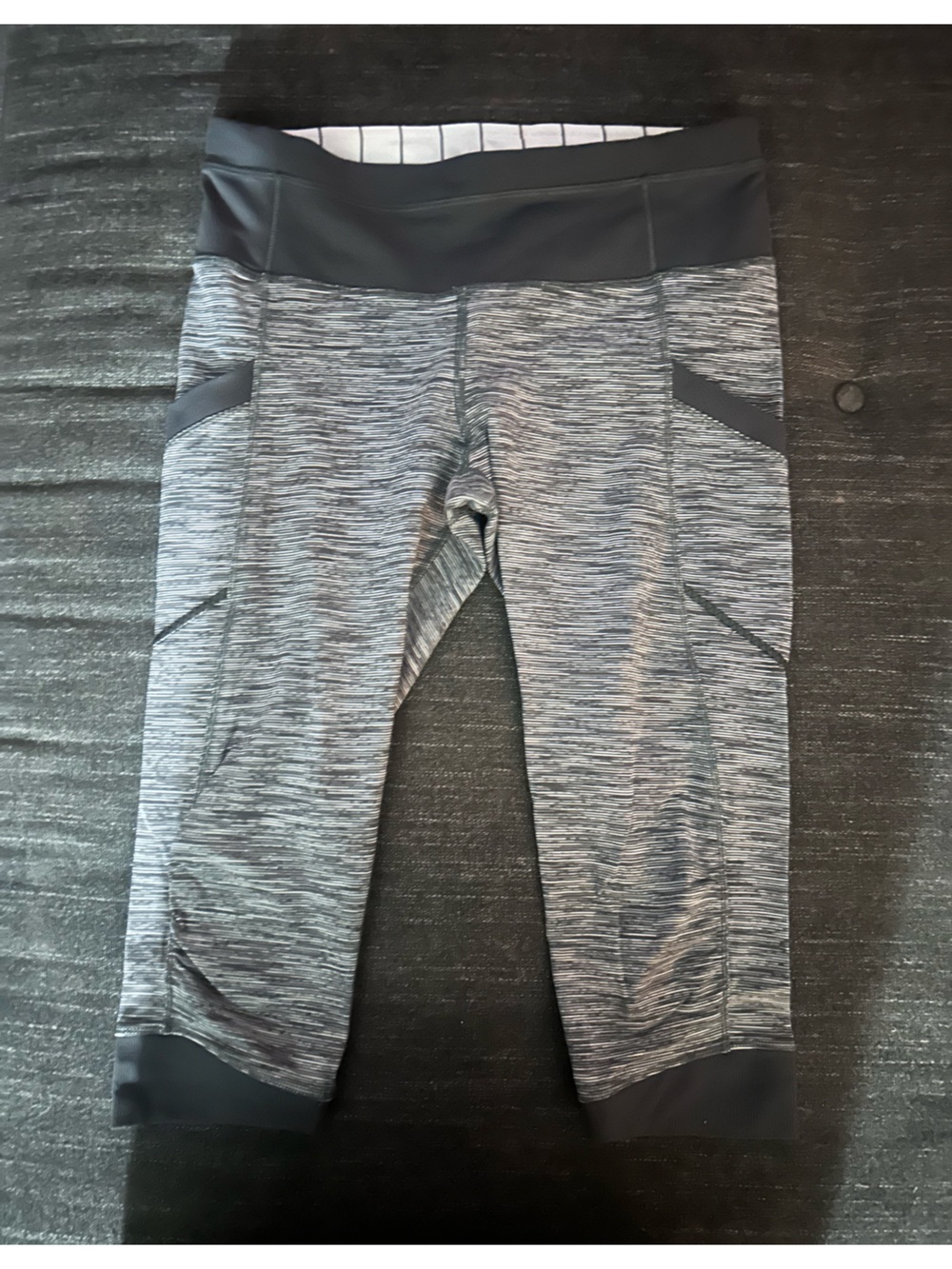 lululemon athletica Grey Space-Dye Cropped Leggings with Black Waistband